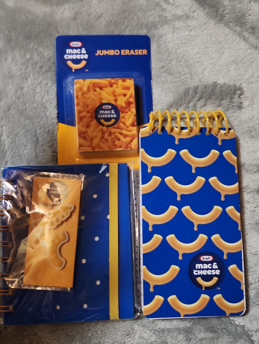 Kraft Mac & Cheese Party Notebook and Jumbo Eraser Set — Blue & Yellow
